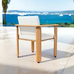MOBELLIA Fauteuil de jardin en bois teck Java Ecru Clearance