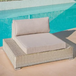 MOBELLIA Fauteuil de jardin en résine tressée Palma Gris et taupe Tressé Gris - Taupe New
