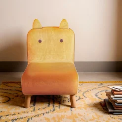 EMINZA Fauteuil velours enfant (H50 cm) Hippo Jaune ocre Clearance