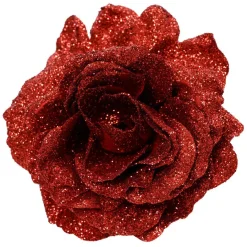 KAEMINGK Fleur décorative sur pince (D12 cm) Scintillant Rouge Outlet