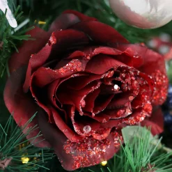 KAEMINGK Fleur décorative sur pince (D8,5 cm) pailletée Bordeaux Outlet