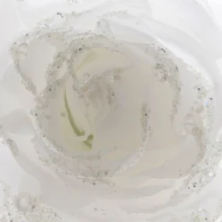 KAEMINGK Fleur décorative sur pince (D14 cm) Rosace Blanc Hot