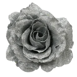 KAEMINGK Fleur décorative sur pince (D12 cm) Scintillant Argent Sale