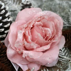 KAEMINGK Fleur décorative sur pince pailletée (D14 cm) Rose poudré Outlet