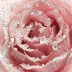 KAEMINGK Fleur décorative sur pince pailletée (D14 cm) Rose poudré Outlet