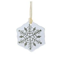 KAEMINGK Flocon de neige en verre (D7 cm) Argentière pailleté Blanc Sale