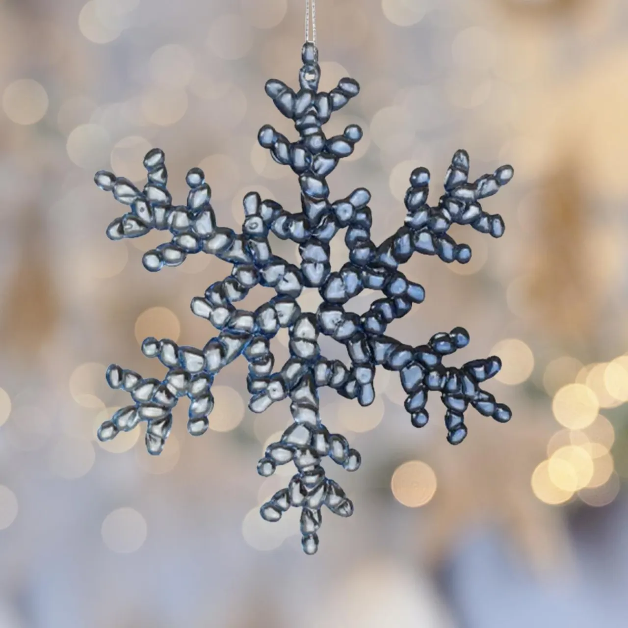 KAEMINGK Flocon de Noël à suspendre (H15 cm) Givré bleuté Transparent Hot