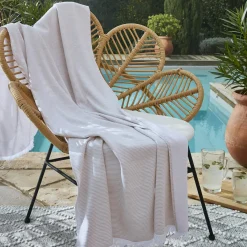 L'effet papillon Fouta coton et éponge (95 x 180 cm) Naël Corail Orange Sale