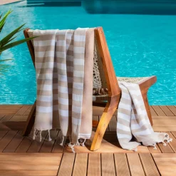 Fouta coton recyclé doublé éponge (100 x 200 cm) Coralia Beige Hot