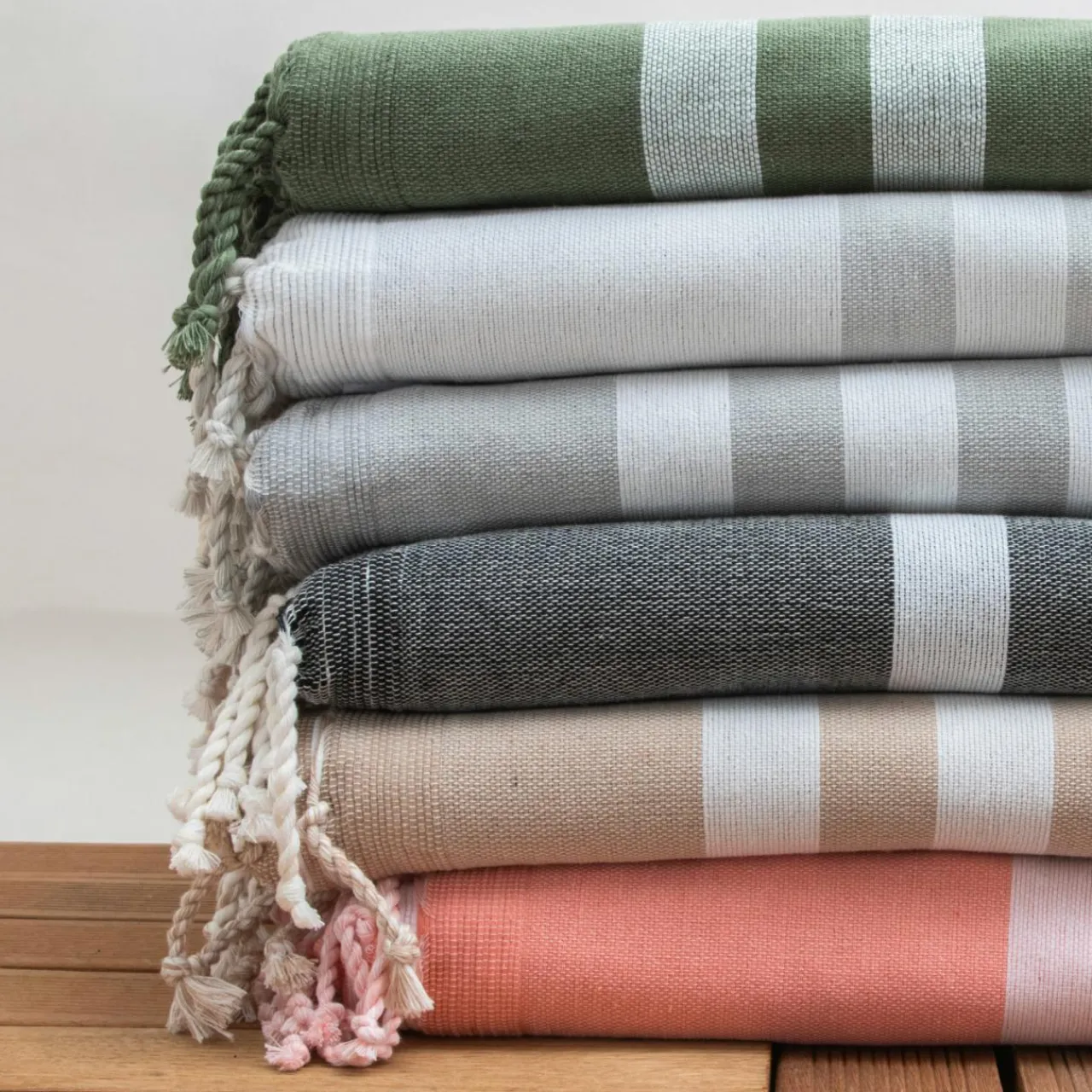 Fouta coton recyclé doublé éponge (100 x 200 cm) Coralia e Gris Discount