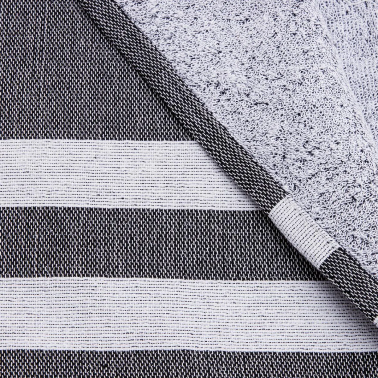 Fouta coton recyclé doublé éponge (100 x 200 cm) Coralia e Noir New