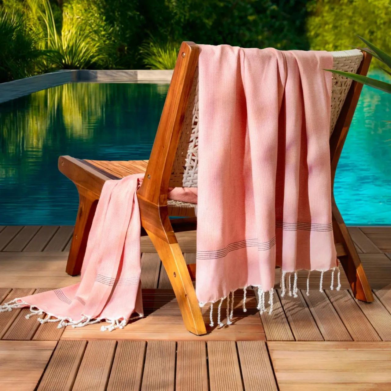 Fouta coton recyclé (100 x 200 cm) Beach Corail Orange Online