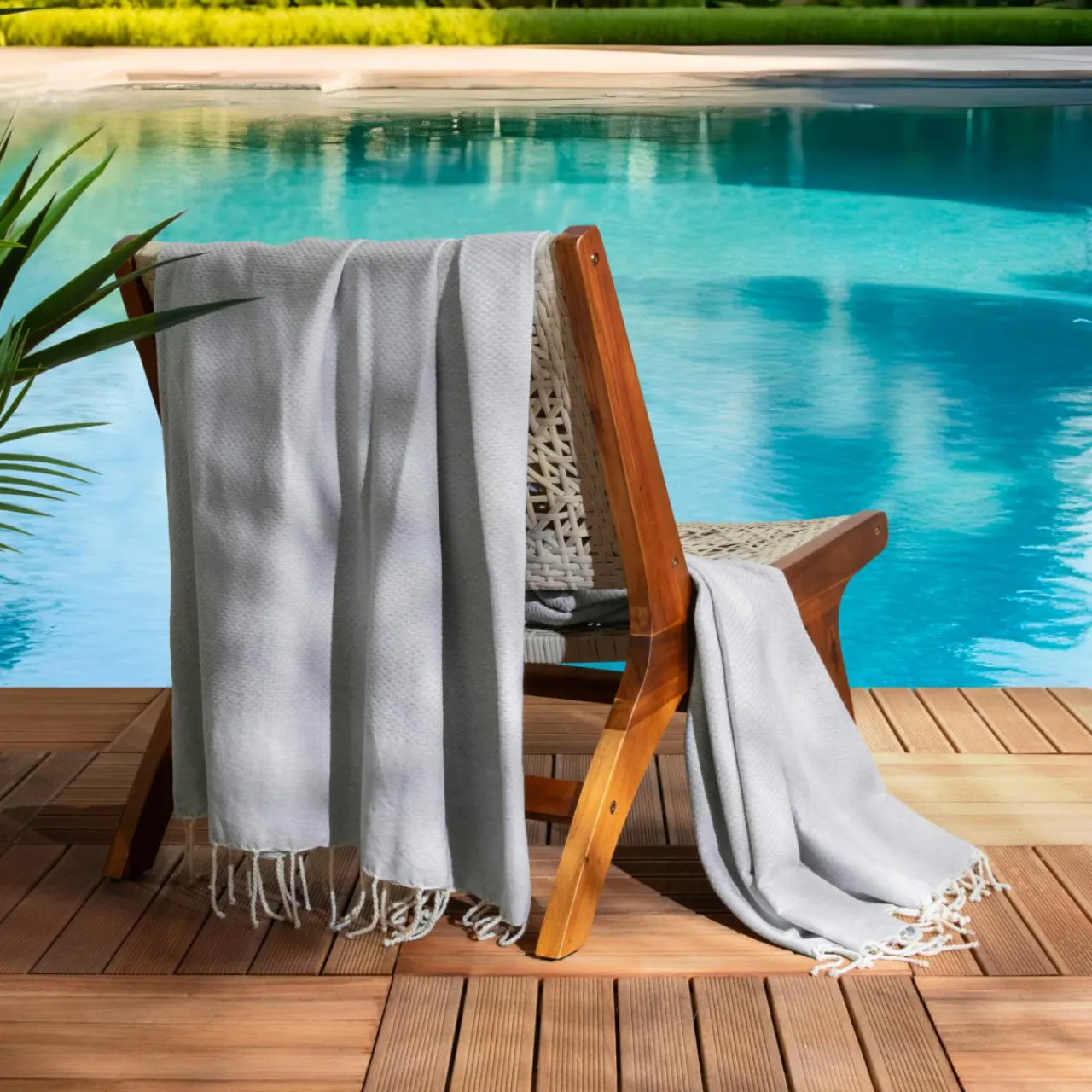 Fouta coton recyclé (200 x 200 cm) Ecume e Gris Hot
