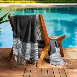 Fouta coton recyclé (100 x 200 cm) Océane e Noir Hot
