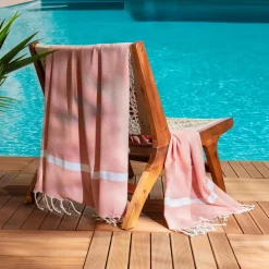 Fouta coton recyclé (100 x 200 cm) Selma Corail Orange Sale