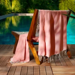 Fouta coton recyclé (100 x 200 cm) Sunshine Corail Orange Hot