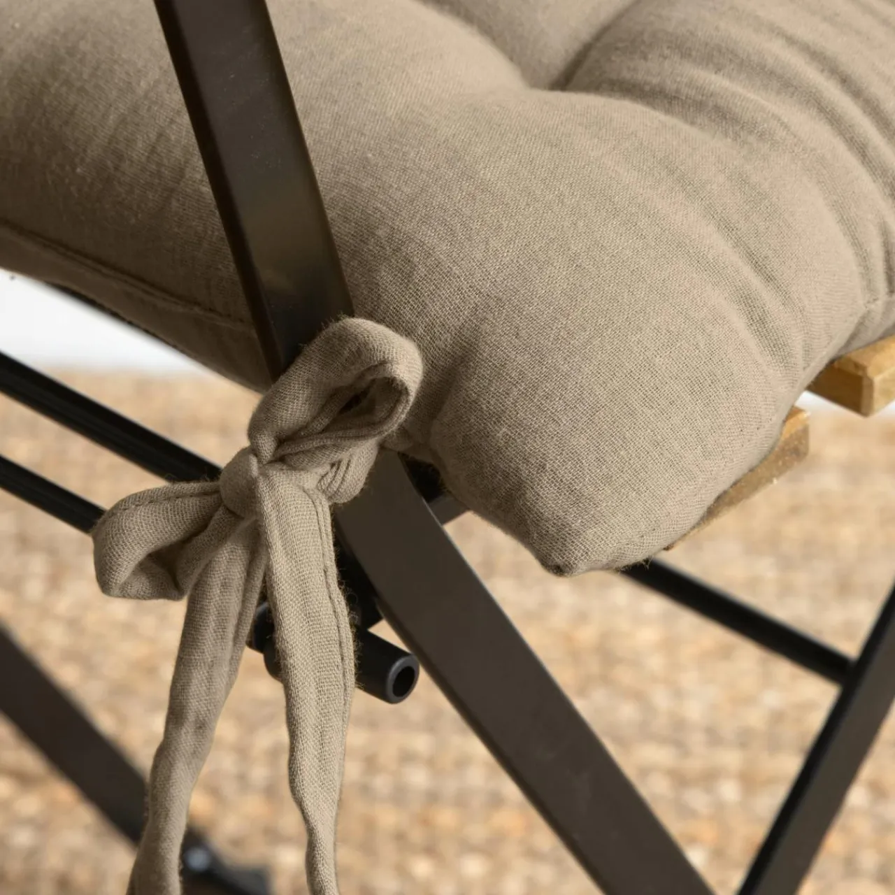 EMINZA Galette de chaise carrée gaze de coton (40 x 40 cm) Gaïa Ficelle Discount