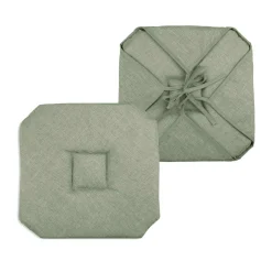 LOVELY CASA Galette de chaise carrée à rabats (40 x 40 cm) Béa Vert lichen Vert olive Discount
