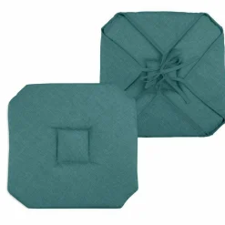 STOF Galette de chaise carrée à rabats (40 x 40 cm) Béa Bleu canard Hot