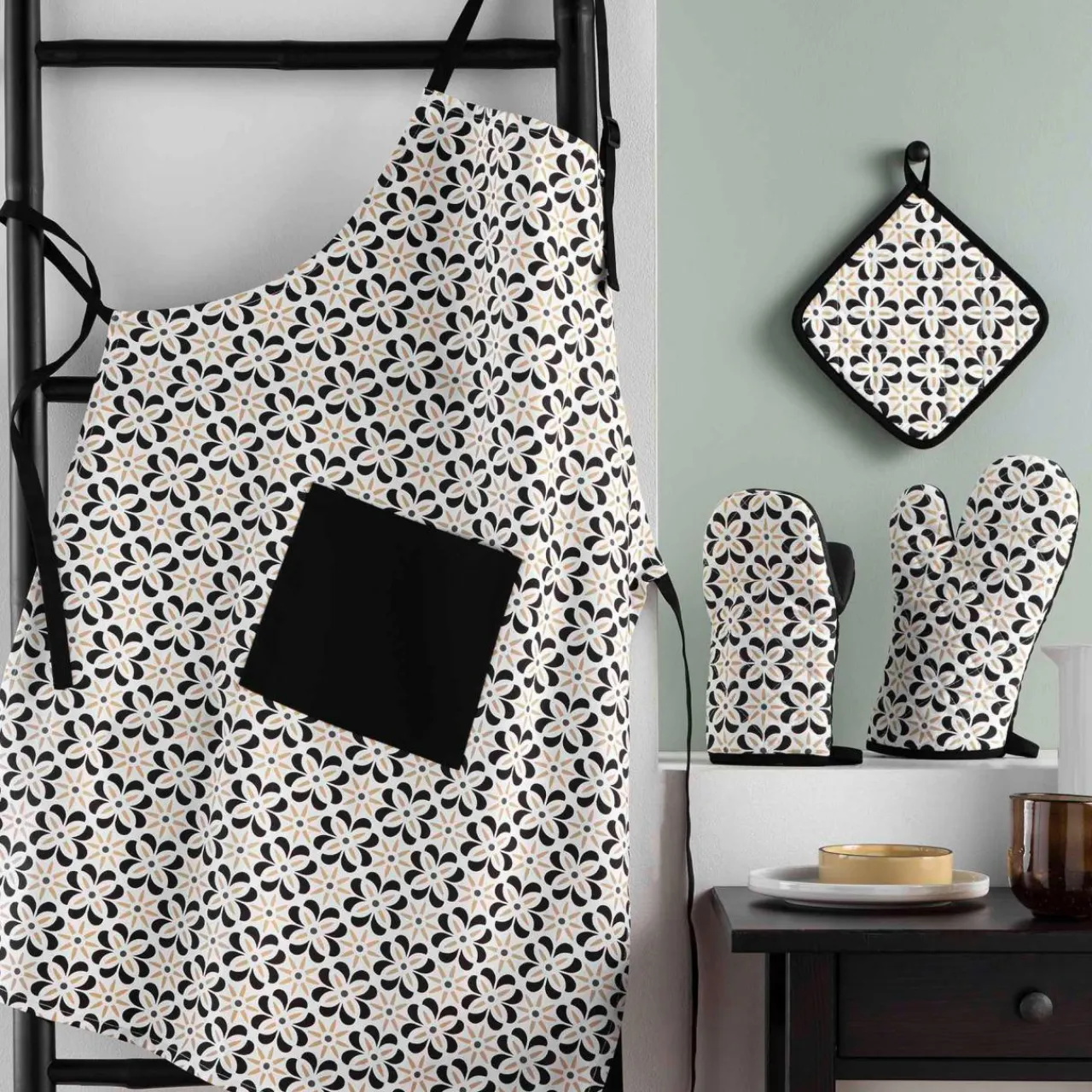 douceur d'intu017drieur Gant de cuisine coton (24.5 x 14.5 cm) Solaris Noir New