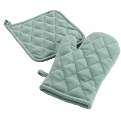 douceur d'intu017drieur Gant et manique coton Ardenia uni Vert sauge Outlet