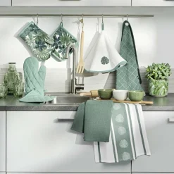 douceur d'intu017drieur Gant et manique coton Ardenia uni Vert sauge Outlet