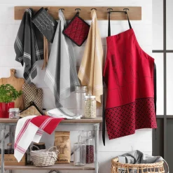 DOUCEUR D'INTERIEUR Gant et manique coton recyclé Cuisiline Bordeaux New