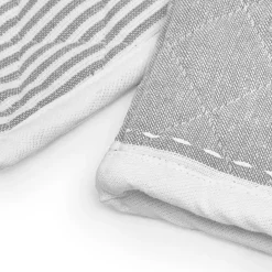 douceur d'intu017drieur Gant et manique coton tissé Iliade Blanc Gris Discount