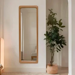 EMINZA Grand miroir à poser en (H173 cm) Delhi Naturel beige Bois Clearance