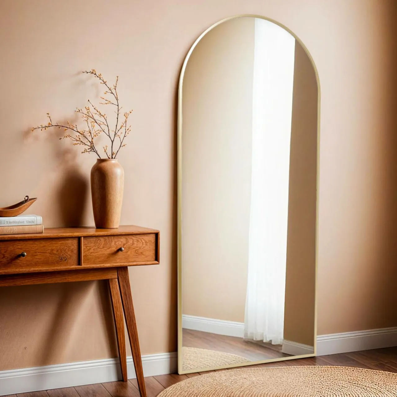 EMINZA Grand Miroir à poser en métal (H180 cm) Dallas Dé Or Clearance