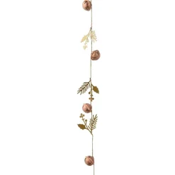 KAEMINGK Guirlande déco en métal (120 cm) Clochettes et houx Rose Rose clair New