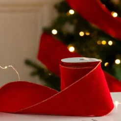 JJA Guirlande de Noël ruban (500 cm) Velours Rouge Discount