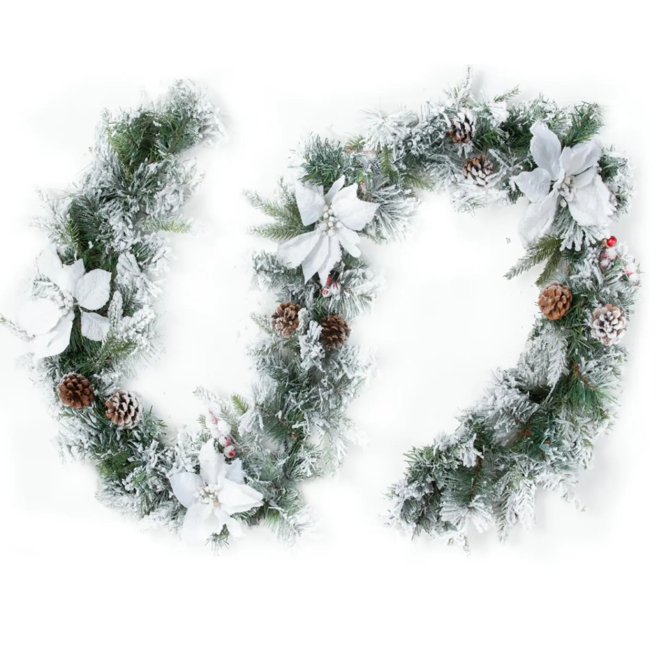 Feeric Lights & Christmas Guirlande de sapin (200 cm) Poinsettia luxe Blanc