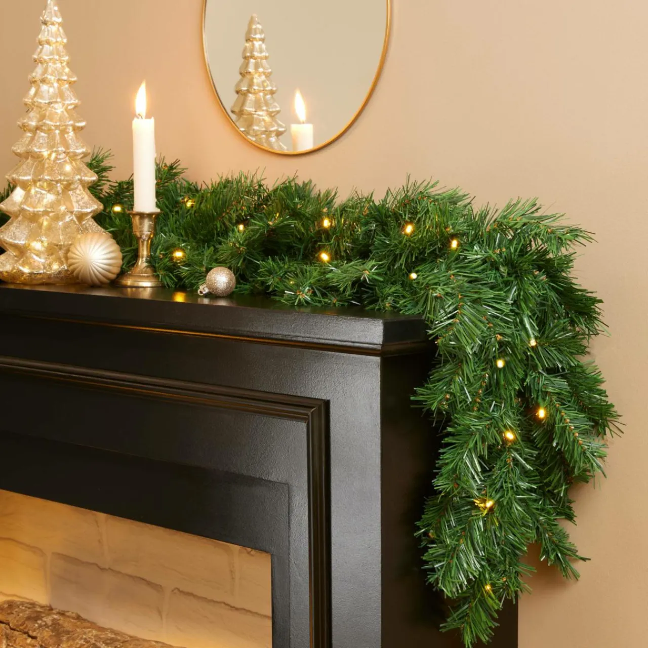 EMINZA Guirlande de sapin lumineuse (180 cm - D25) Royal Vert et blanc chaud Sapin vert lumineux Outlet