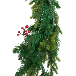 JJA guirlande de sapin lumineuse à piles (180 cm) Wister baies et pommes de pin Sapin vert lumineux Clearance