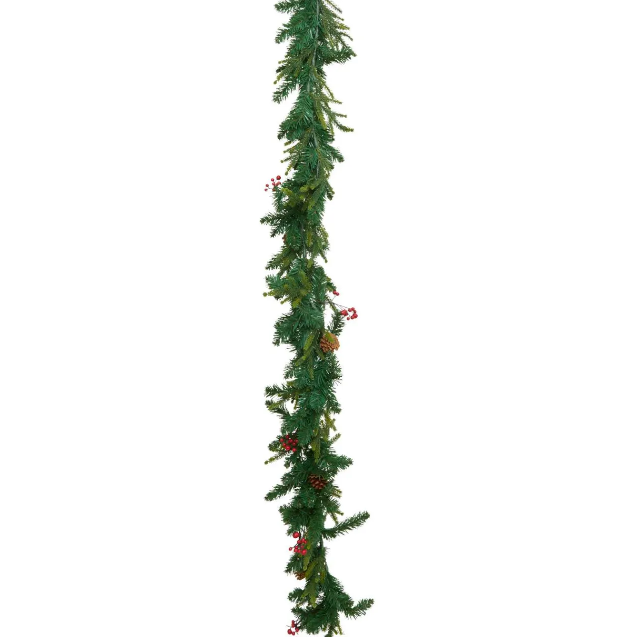 JJA guirlande de sapin lumineuse à piles (180 cm) Wister baies et pommes de pin Sapin vert lumineux Clearance