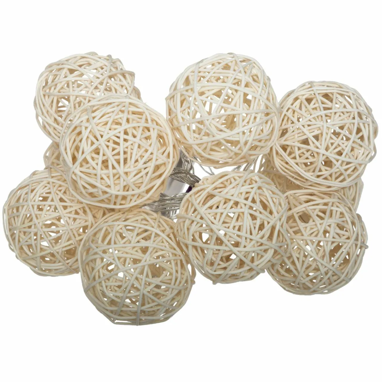 ATMOSPHERA Guirlande lumineuse déco à piles 10 boules 1,65 m Rotin Beige Outlet