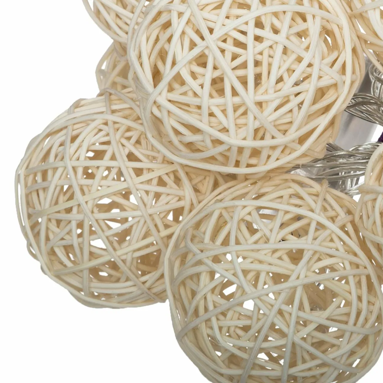 ATMOSPHERA Guirlande lumineuse déco à piles 10 boules 1,65 m Rotin Beige Outlet