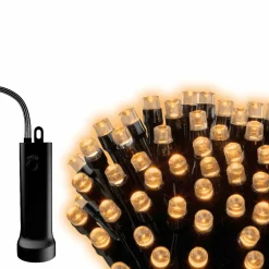 KAEMINGK Guirlande lumineuse Durawise à piles 17,90 m 240 LED câble noir Blanc chaud Blanc Chaud - câble noir