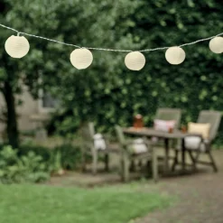 KAEMINGK Guirlande lumineuse extérieure à piles 10 LED (2,7 m) Lanternes chinoises hes Blanc Discount