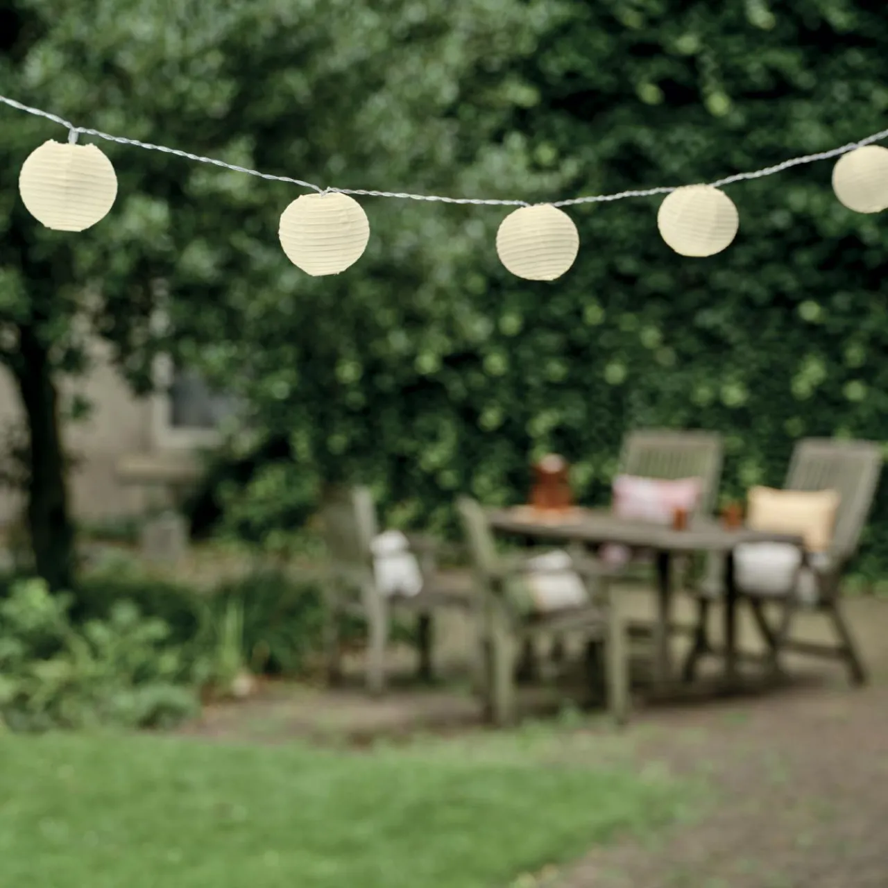 KAEMINGK Guirlande lumineuse extérieure à piles 10 LED (2,7 m) Lanternes chinoises hes Blanc Discount