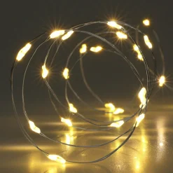 KOOPMAN Guirlande lumineuse à piles 195 cm 40 Micro LED Fil d'argent Blanc chaud Best