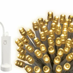 KAEMINGK Guirlande lumineuse à piles 7,10 m 96 LED câble transparent Durawise Blanc chaud Blanc Chaud - câble transparent Hot