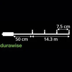 KAEMINGK Guirlande lumineuse à piles 14,30 m 192 LED câble noir Durawise Blanc chaud Blanc Chaud - câble noir Online