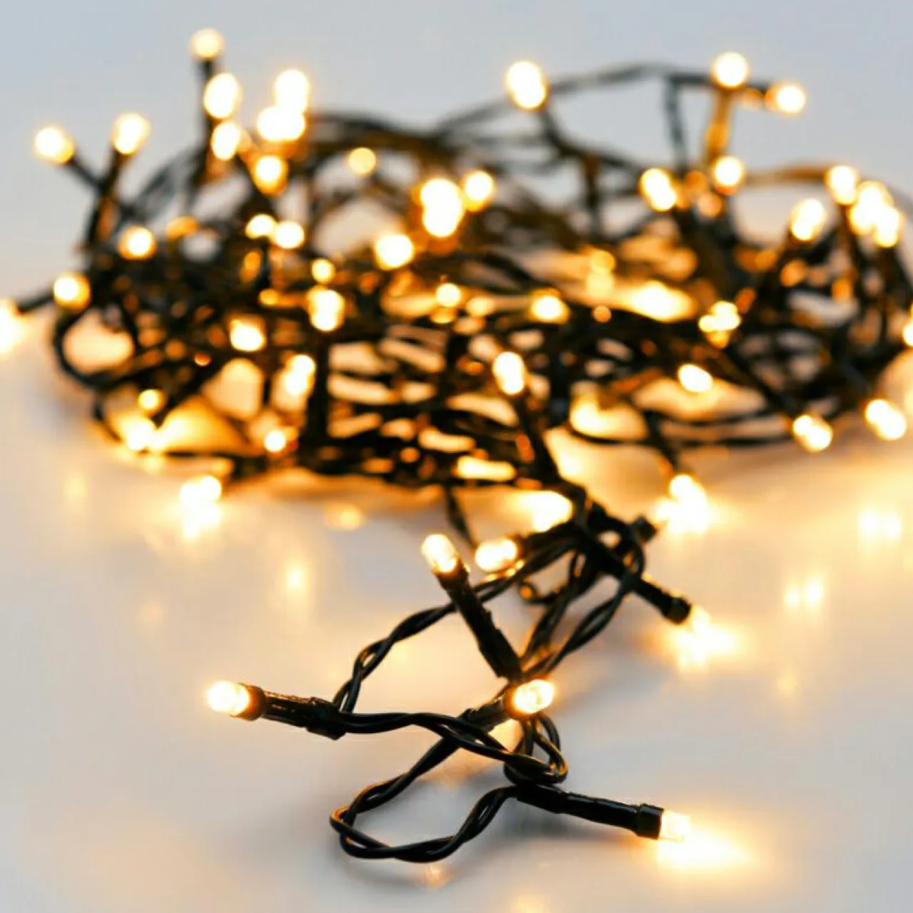 KOOPMAN Guirlande lumineuse à piles 3,5 m 48 LED câble noir Luxe Blanc chaud Blanc Chaud - câble noir New