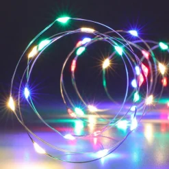 KOOPMAN Guirlande lumineuse à piles 4 m 80 Micro LED Fil d'argent Multicolore Best