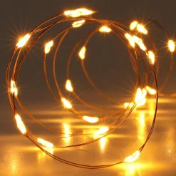 KOOPMAN Guirlande lumineuse à piles 4,95 m 100 Micro LED câble or Blanc très chaud Clearance