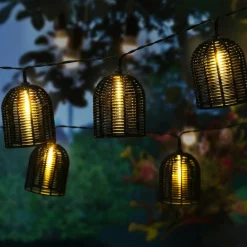 KAEMINGK Guirlande lumineuse solaire résine tressée 10 LED (2,70 m) Garden chic Noir Hot