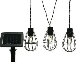 #N/A Guirlande lumineuse solaire en métal 3,5 m 8 LED Indus Blanc chaud Noir