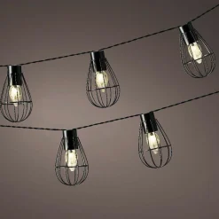 #N/A Guirlande lumineuse solaire en métal 3,5 m 8 LED Indus Blanc chaud Noir